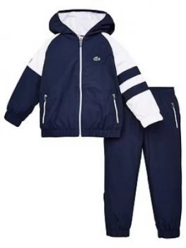 Image of Lacoste Sports Boys Hooded Poly Tracksuit - Navy, Size Age: 8 Years