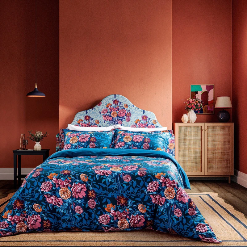Image of Harlequin Dahlia Bunch Duvet Cover Set - Blue Blue Single