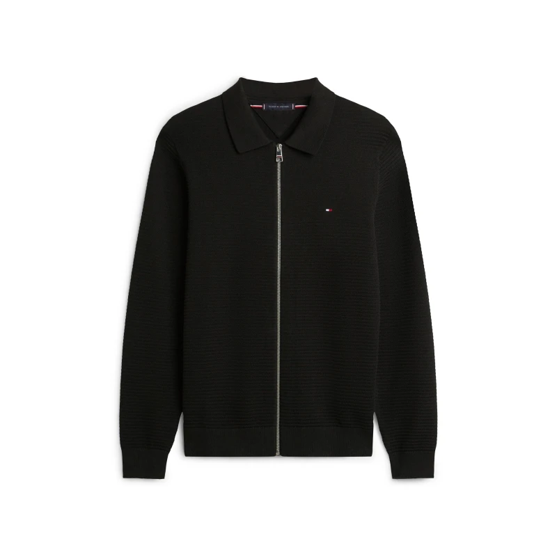 Image of Tommy Hilfiger Mens Structure Full Zip Crew Neck Jumper Black male M