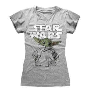 Image of Mandalorian - Child Sketch Womens Large T-Shirt - Grey