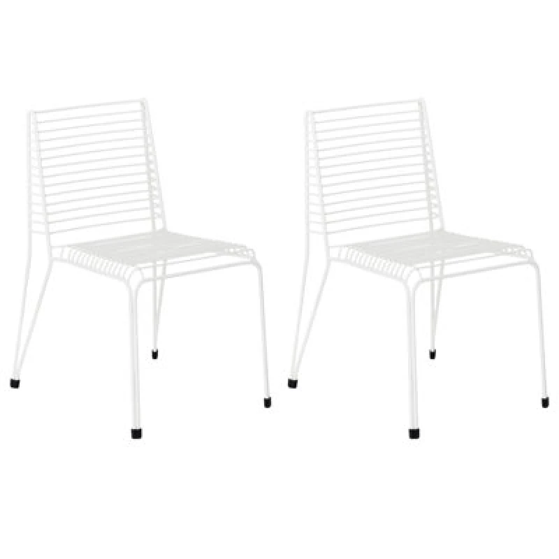 Image of Beliani Set Of 2 Garden Chairs Chieve Metal White