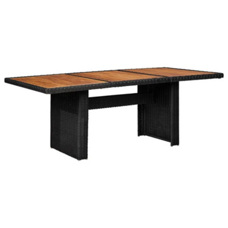Image of vidaXL Garden Dining Table Black Poly Rattan Outdoor Dinner Table Furniture