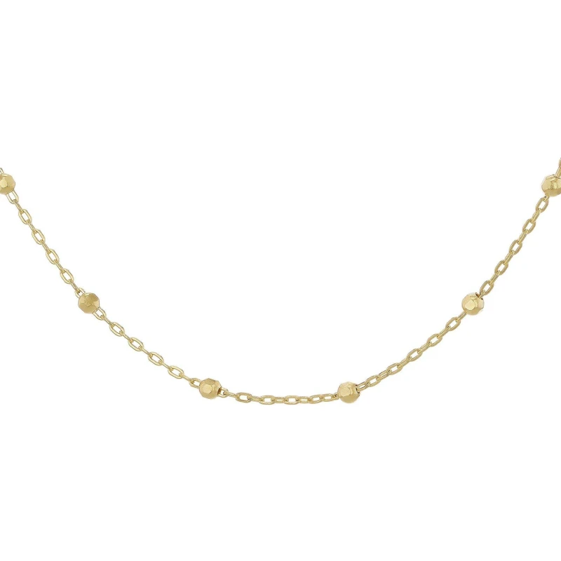 Image of Be You 9ct Gold Diamond Cut Ball Trace Necklace Yellow Gold female 16in