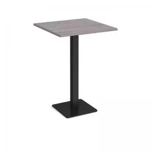 Image of Brescia square poseur table with flat square Black base 800mm - grey