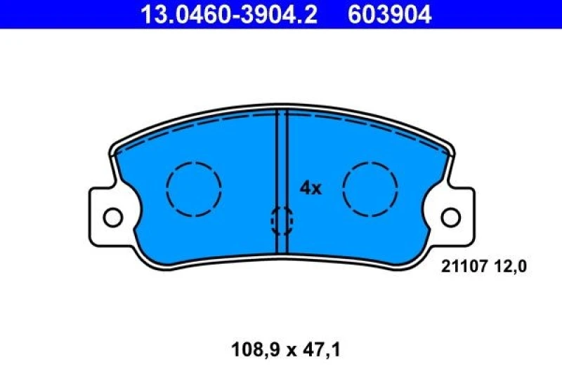 Image of ATE 13.0460-3904.2 Brake pad set excl. wear warning contact Brake Pad Set,disc brake (402)