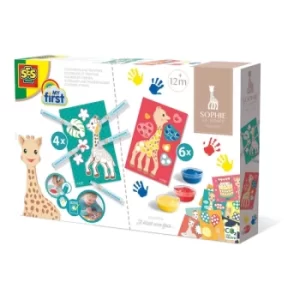 image of SES CREATIVE Sophie La Girafe Childrens My First Colouring and Painting 2-in-1 Set, 12 Months and Above (14497)