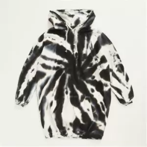 image of Missguided Hooded Sweater Dress Tie Dye - Black