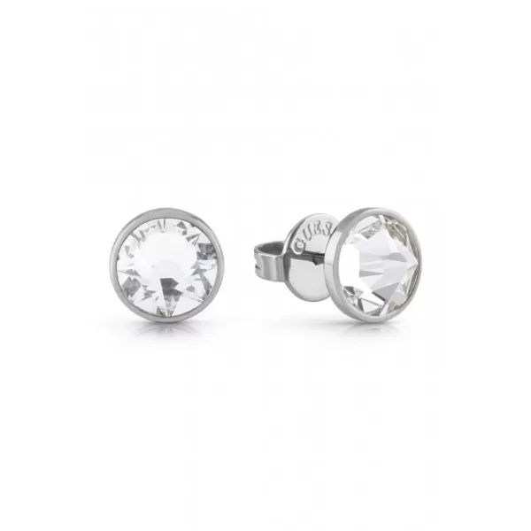 image of Mens Steel 8mm White Crystal Stud Earrings UME01343ST