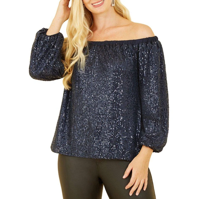 Image of Yumi Bardot Top - Blue Blue 8