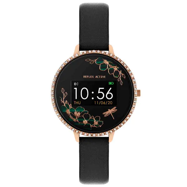 Image of Reflex Active Series 3 Smartwatch With Colour Screen Crown Navigation And Up To 7 Day Battery Life - Round Polished Rose Gold Case And Stone Design W