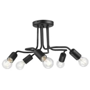 Image of Charlie Multi Arm Semi Flush Ceiling Light Black, 5x E27