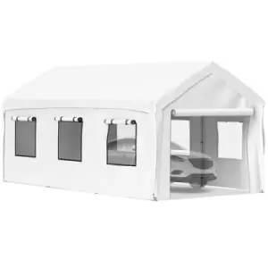 Image of 10 x 20ft Carport Car Canopy, Heavy Duty Garage Shelter with 8 Legs, Removable Sidewalls and Windows, Car Garage Tent for Party, Boat, Adjustable