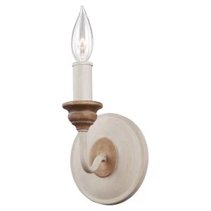 Image of 1 Light Indoor Candle Wall Light Chalk Washed, Beachwood, E14