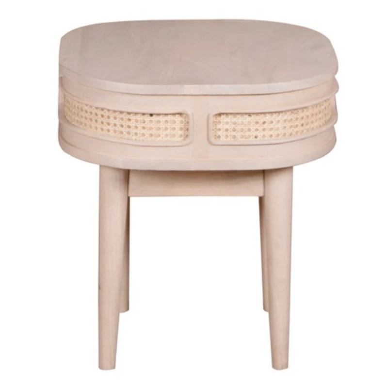 Image of Indian Hub Valencia Cane & Mango Wood Bedside Table