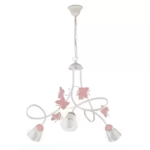 Image of Onli Butterfly 3 Light Multi Arm Pendant Ceiling Light, Glass Shades