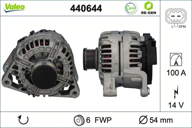 Image of VALEO 440644 Generator VALEO RE-GEN REMANUFACTURED Alternator Charging Current: 100A, Voltage: 14V Alternator (4)