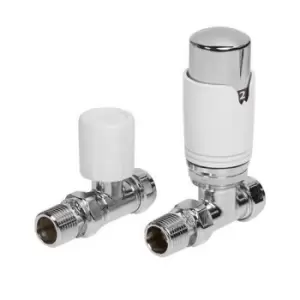 image of Bathstore White Straight Thermostatic Radiator Valve & Lockshield Set