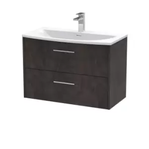 Hudson Reed Juno 800mm Wall Hung 2 Drawer Vanity & Curved Basin - Metallic Slate