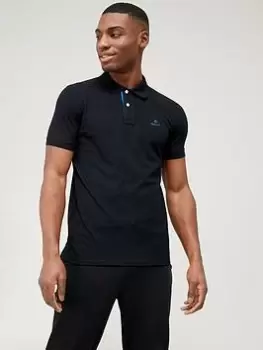 GANT Men Contrast Color Pique Polo Shirt (XXXL) Black