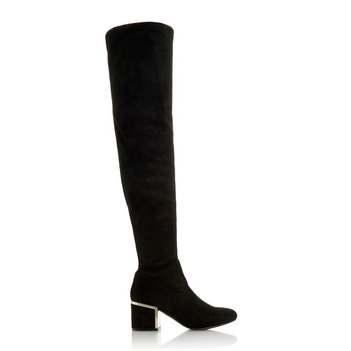 image of Head Over Heels by Dune Black 'Selinaa' Block Heel Over The Knee Boots - 3