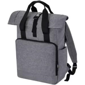 image of Bagbase - Unisex Adult Roll Top Recycled Twin Handle Backpack (One Size) (Grey Marl) - Grey Marl