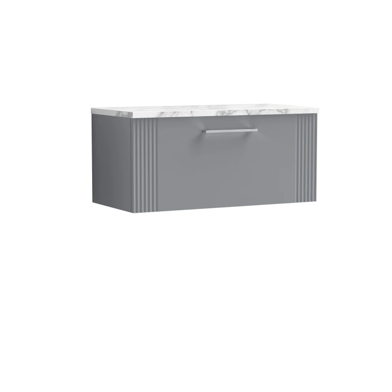 Image of Balterley 1 Drawer Wall Hung Vanity Marble Laminate Worktop Grey 800mm Grey