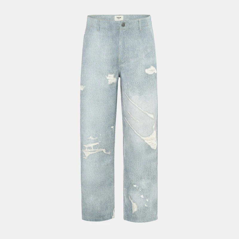 Image of Firetrap Print Jeans Mens Blue Distressed male S