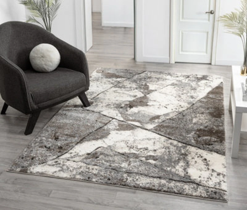 Image of Eleanor Modern Embossed Contemporary Living Room Area Rug - Slate Design,grey,80 X 150 Cm