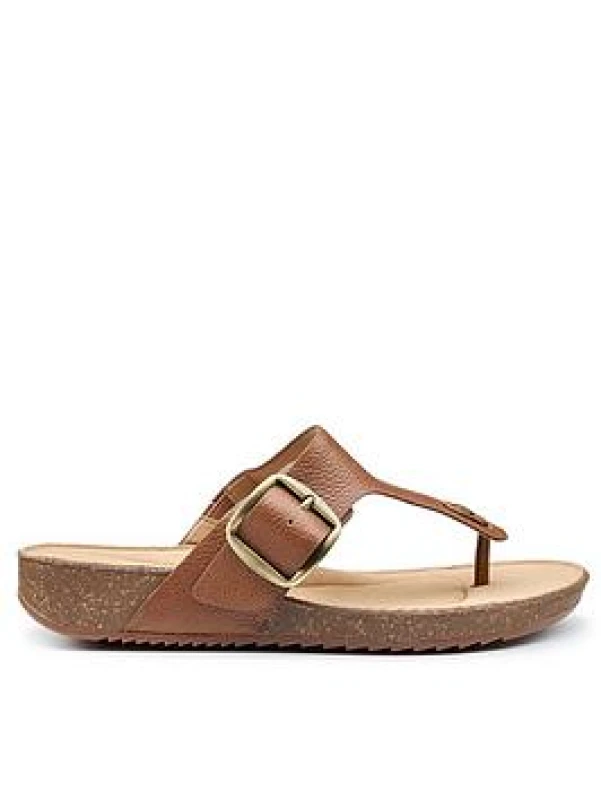 Image of Hotter Womens Wide Fit 'Resort' Toe-Post Sandals in Tan Size: 3 Tan Female 3