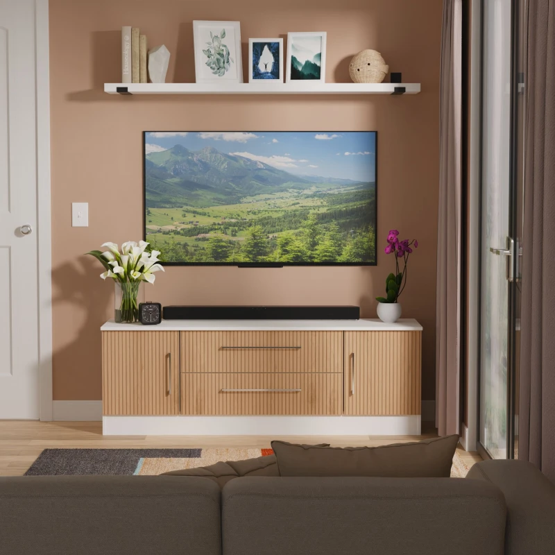 Image of Ready Assembled 2 U Gloucester 2 Door 2 Drawer Superwide TV Unit (Ready Assembled) in White White Unisex