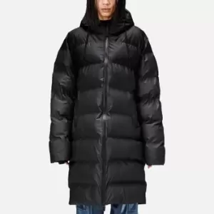 image of Rains Alta Long Coated-Shell Puffer Jacket - L