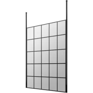 Image of Frame Effect Wet Room Screen with Ceiling Post 1400mm Wide - 8mm Glass - Hudson Reed