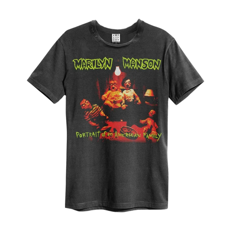 Image of Amplified Amplified Men Portrait of an American Family Marilyn Manson T-Shirt in Charcoal Size: X-Small Charcoal XS Male 5063425851003