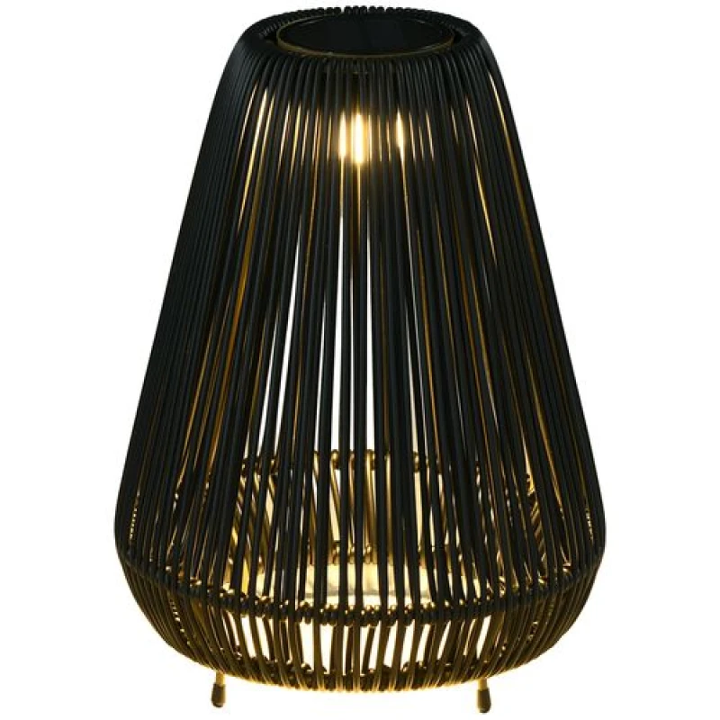 Image of Outsunny 3-Level Adjustable Garden Rattan Solar Lantern, Black Black
