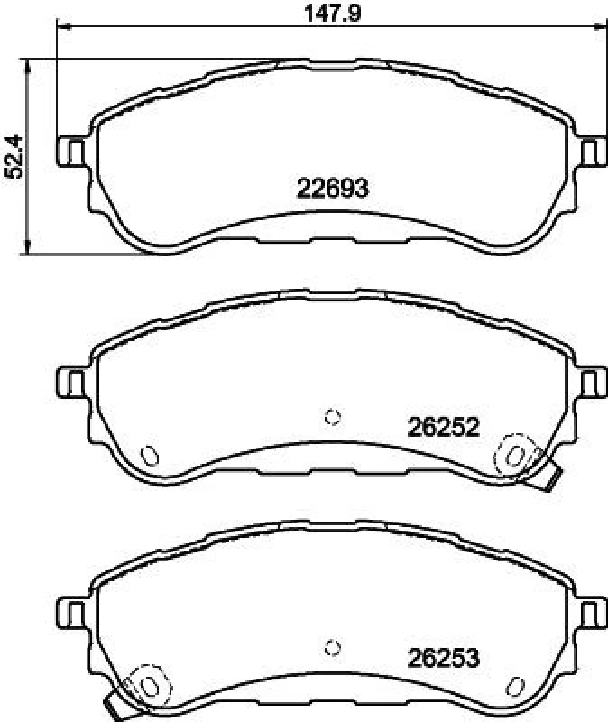 Image of HELLA Brake pad set HELLA 8DB 355 040-751
