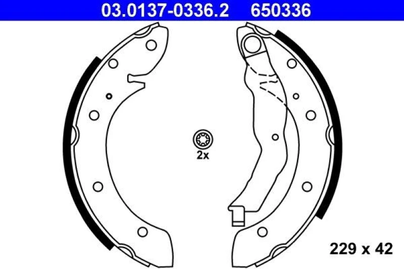 Image of ATE 03.0137-0336.2 Brake Shoes with lever Brake Shoe Set (70)
