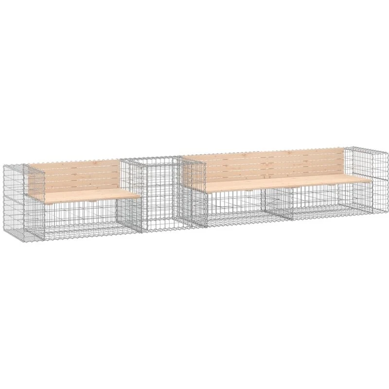 Image of VIDAXL Vidaxl - Garden Bench with Gabion Basket Solid Wood Pine 8720845453381