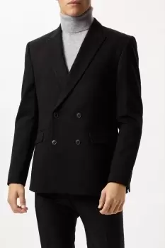 Image of Mens Slim Fit Black Double Breasted Jacket