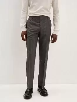 Image of Burton Menswear London Burton Slim Chalk Stripe Trousers, Grey, Size 32R, Men