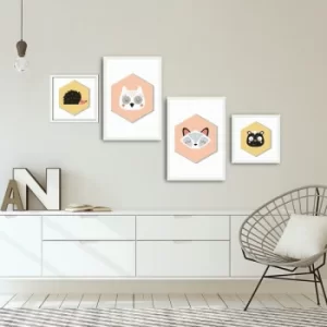 Image of 4PBCT-12 Multicolor Decorative Framed MDF Painting (4 Pieces)