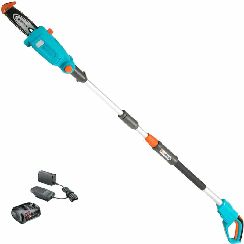 Image of Gardena TCS 20/18 P4A 18v Cordless Telescopic Tree Pruner 200mm 1 x 2ah Li-ion Battery Charger TCS 20/18 14770-55