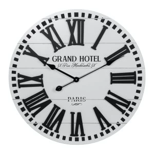 image of White Wood Plank Wall Clock with Roman Dial (60cm)