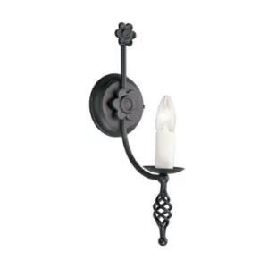 Image of Wall Light Hand Crafted Metalwork Flower Design Candle Holder Black LED E14 60W