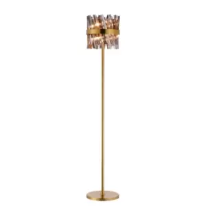 image of Lysander 8 Light G9, Floor Lamp, Brass, Smoke