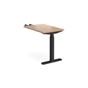 image of Height Adjustable Desk Rectangular Desk With Return 600mm Beech Tops With Black Frames Elev8 Touch