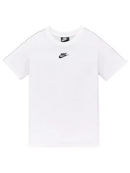 Image of Nike Boys NSW Repeat Short Sleeve Tee - White Black, White/Black, Size M=10-12 Years
