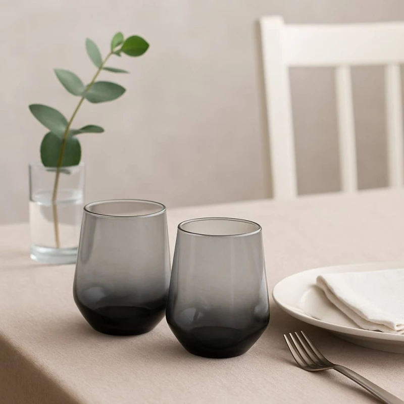 Image of Hestia Set of 2 Grey Ombre Tumbler Glass Grey
