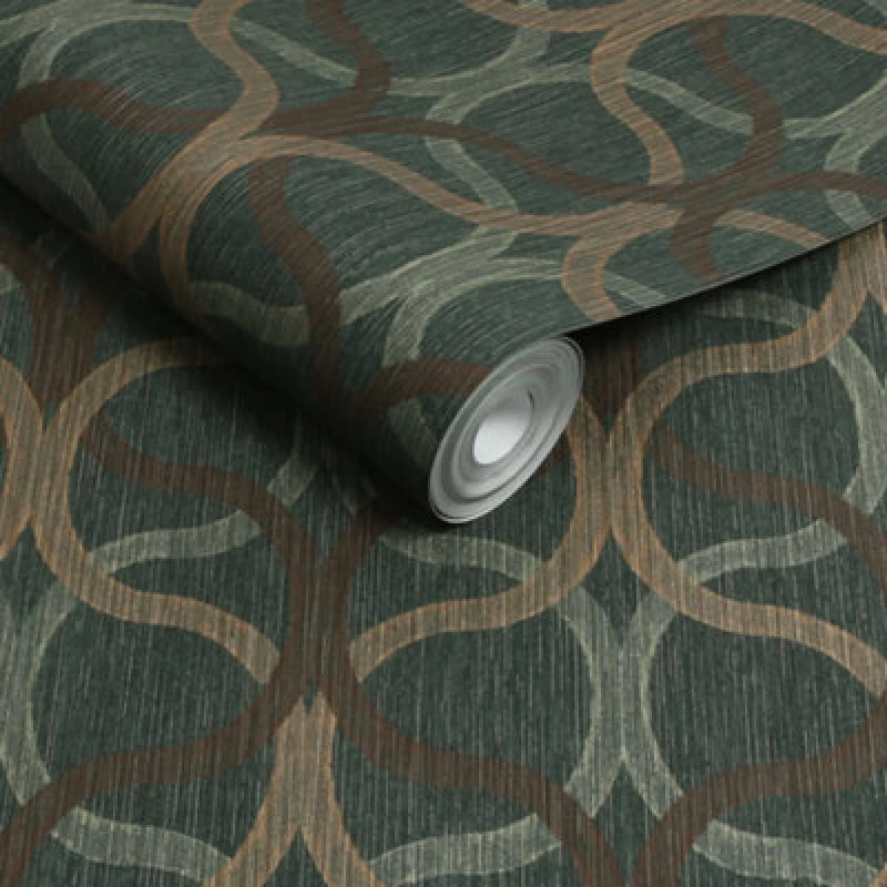Image of Boutique Boutique Refine Geometric Wallpaper in Green Size: 10000mm_x_520mm Green 10000mm_x_520mm Unisex 5011583658736