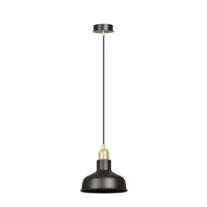 Image of Ibor Black Dome Pendant Ceiling Light 1x E27
