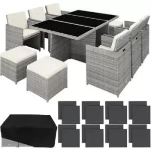 Image of Rattan garden furniture set New York with protective cover - garden tables and chairs, garden furniture set, outdoor table and chairs